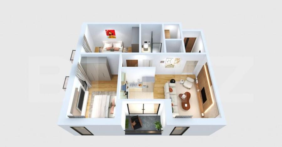 Apartament cu 3 camere, 59 mp, zona Cetate - 1