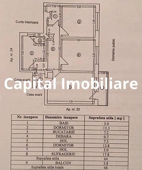 Apartament 3 camere, etaj intermediar, zona Liceul Dl. Tudor