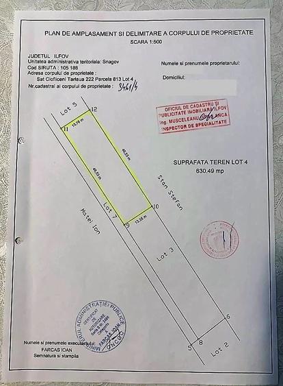 Teren de 630 mp, în Ciofliceni