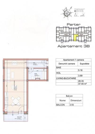 Garsoniera Subcetate Sanpetru 37mp Parter