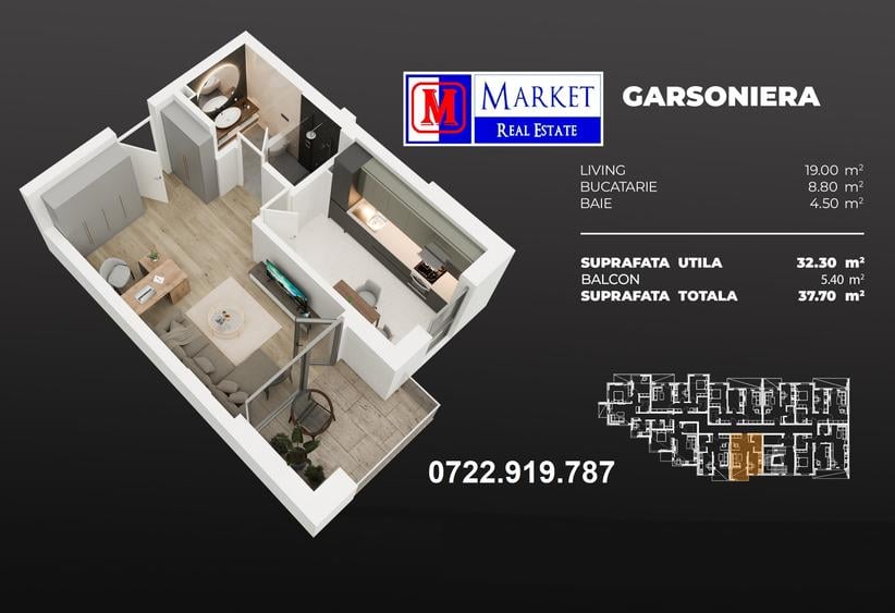 Garsoniera decomandata - Metrou Berceni (200 metri) - 1