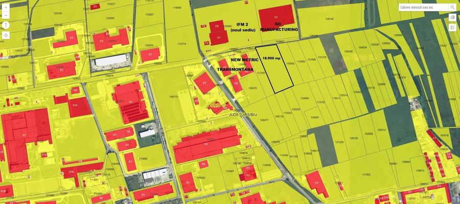 Teren intravilan 18.900 mp cu PUZ / Zona Industriala Vest Sibiu / str. Geneva - 1