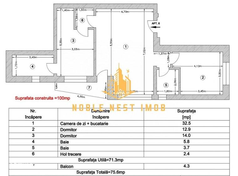 Apartament cu 3 camere în Central