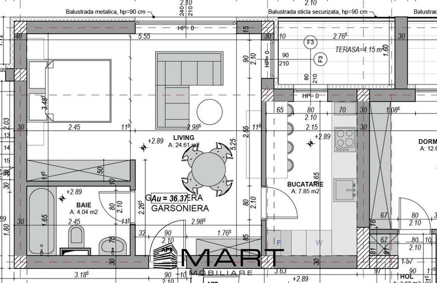 Garsoniera 36 mp etaj 1 cartier Davinci - 7