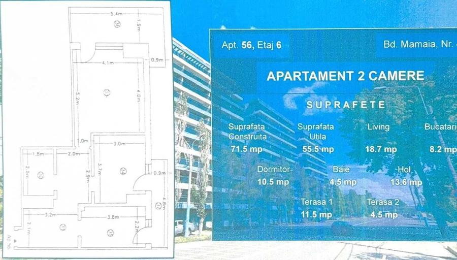 OCAZIE Multiple Apartamente 2 si 3 camere. Bdul Mamaia. Bloc nou. Pret negociabil 1900eur+TVA/mp. Construite la alb. Toate utilitatile disponibile - 5