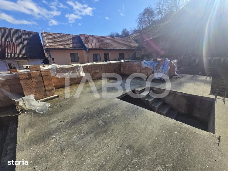 Teren de vanzare 436mp intravilan si fundatie cu proiect casa Rasinari - 1