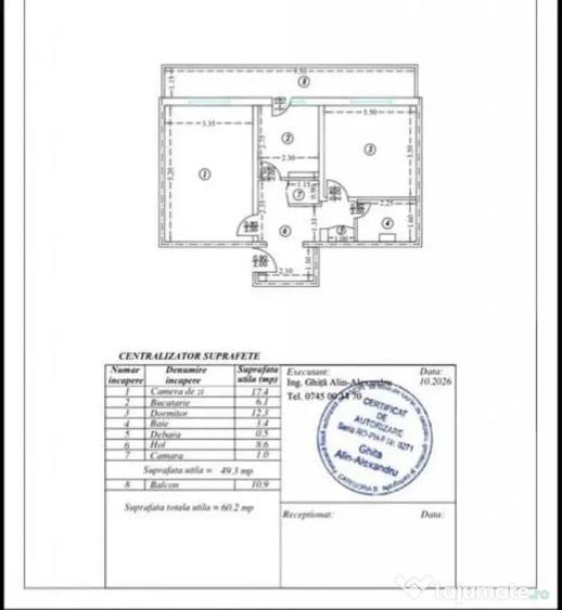 Apartament cu 2 camere decomandat în Central