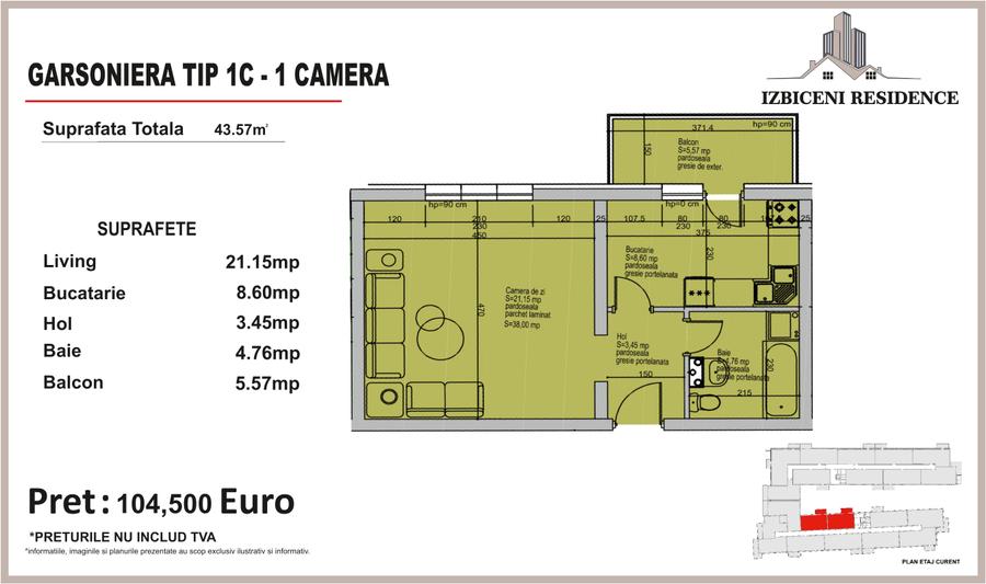 Garsoniera TIP C in complex Izbiceni Residence - 1