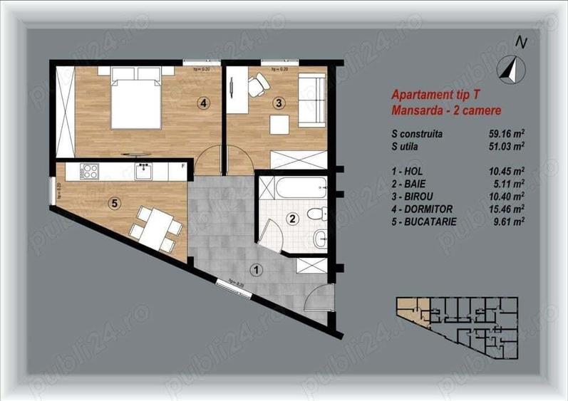 Central (zona intersectia MARINEX) - BLOC NOU - apartamente cu 3 camere - 4
