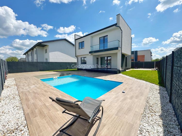 Vila individuală P+1E || 4 camere+3 băi+dressing || piscină + fireplace