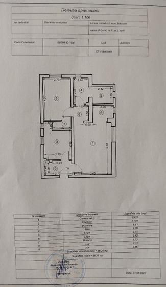 Apartament cu 2 camere semidecomandat, mobilat în Ultracentral