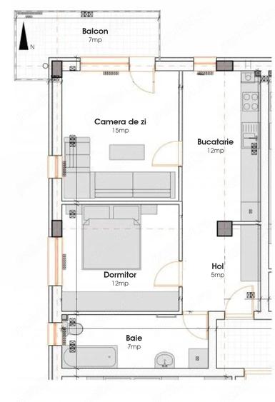 Apartament cu 2 camere decomandat în Baciu