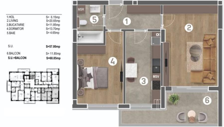 Apartament 2 camere Delta Vacaresti Sun Plaza - 3