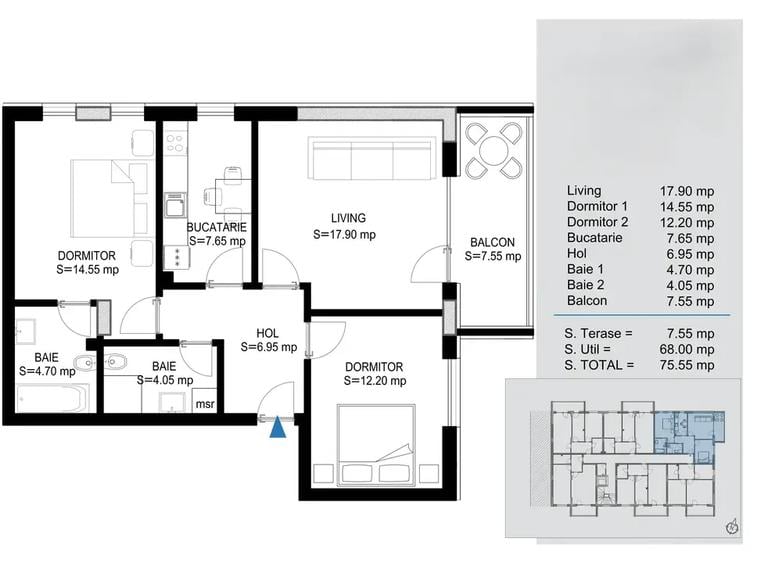 Metrou Nicolae Teclu 3 Camere Decomandat ansamblu cu spatiu verde - 7
