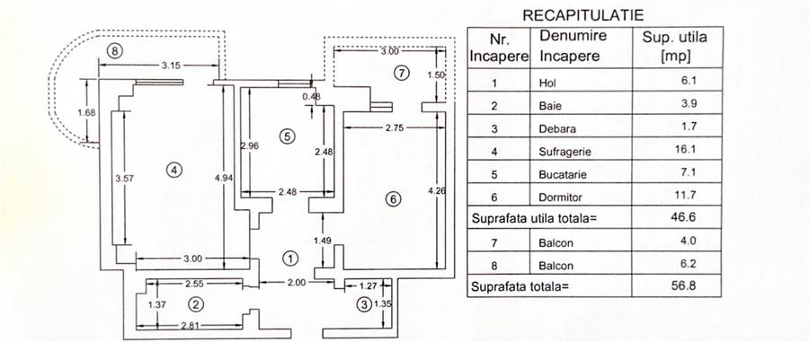 GARA-BILA-ap. 2 camere, 2 balcoane, et.6/8, bloc pe cadre, izolat, 56m2! - 5