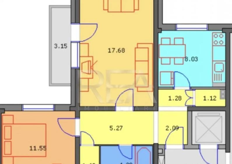 2 camere, 3/8, 56mp, bloc 1980- Lujerului - 2