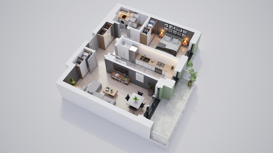 Apartament 2 camere cu incalzire in pardoseala si zone verzi - 6