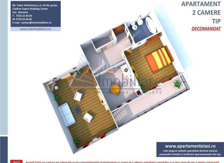 Apartament cu 2 camere decomandat în Nicolina