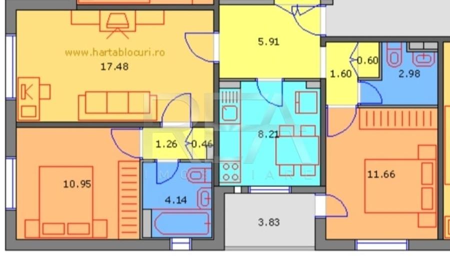 Apartament 3 camere, et 1/8-Veteranilor, Str Dreptatii - 1