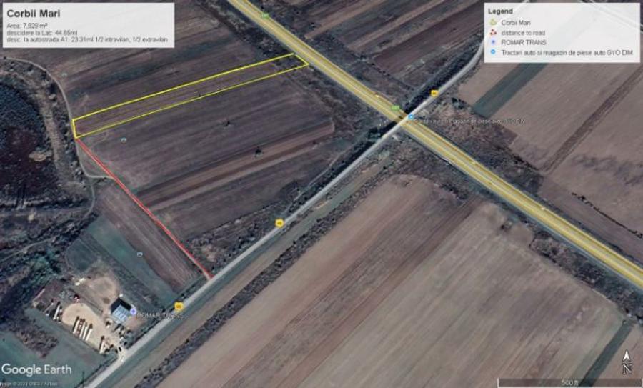 Teren de Vânzare 7.829 m² pe autostrada București – Pitești A1, Corbii Mari d= 44.65 m - 5