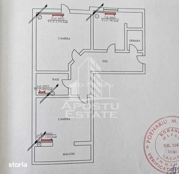 Apartament cu 2 camere, decomandat, etaj intermediar, zona Steaua