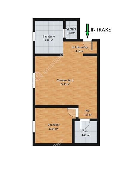 Apartament cu 2 camere, mobilat în Ștrand