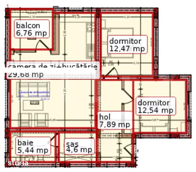 Apartament cu 3 camere decomandat în Central