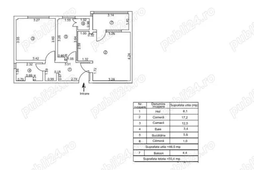 Vanzare apartament 2 camere decomandat, micro 19, 50mp - 8