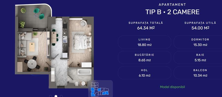 Apartament 2CD, 63.34mp - 1