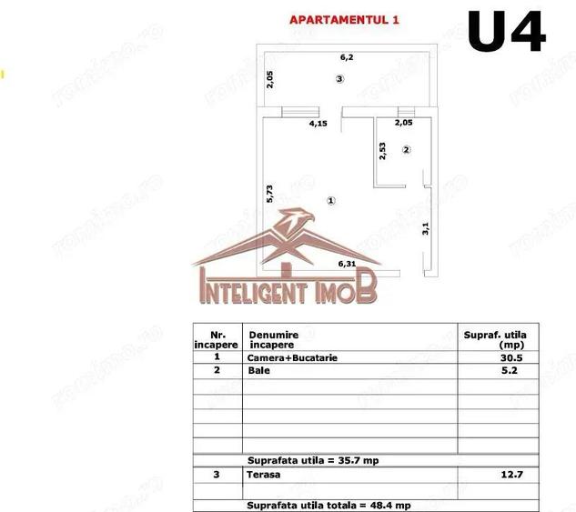 Studio modern de vanzare, 36mp utili + terasa spa?ioasa 13mp - 5