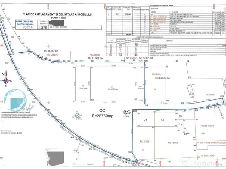 Teren intravilan, de vanzare, 28.760 mp, zona industriala T - 2