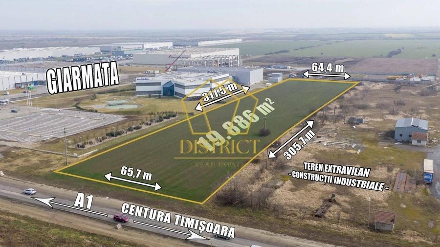 Teren Industrial - Comercial 2ha la soseaua principala | Giarmata - 1