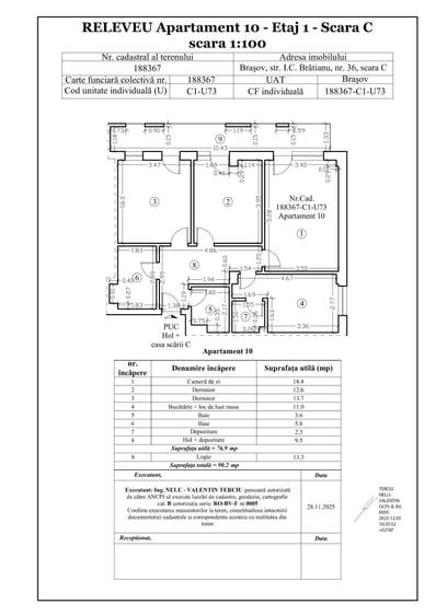Apartament 3 camere,90,2 mp,cetaj 1,balcon mare, parcare inclusa - 5