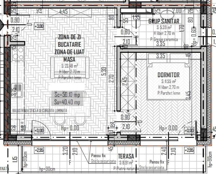Apartament 2 camere, 40mp, balcon, orientare sudica, Baciu