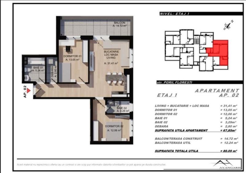 Apartament cu 3 camere,2 bai, 68 mp,balcon ,zona Eroilor - 1