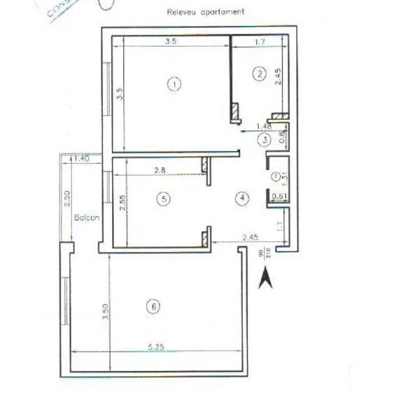 Apartament cu 2 camere decomandat, etaj 1/4, zona Dacia - 6