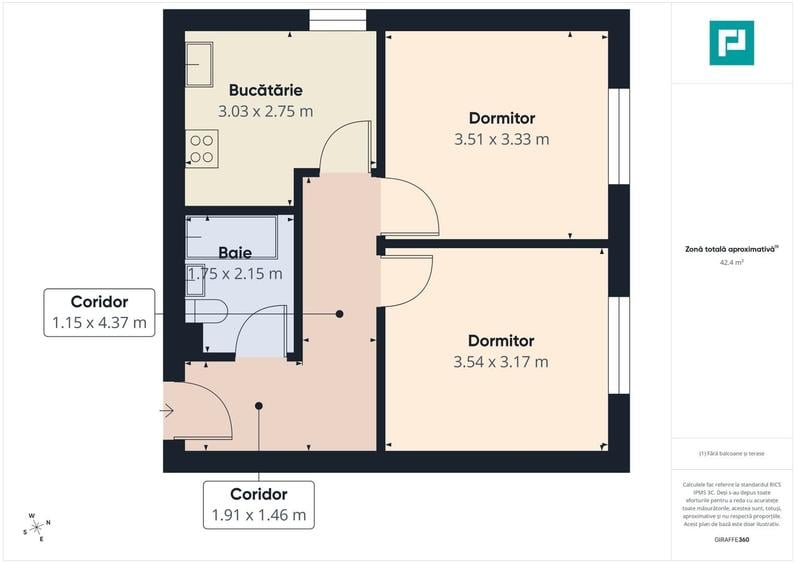 Apartament 43 mp, mobilat, AC, parter, decomandat - 6