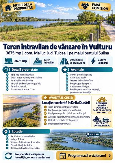 Teren de 3675 mp, în Vulturu