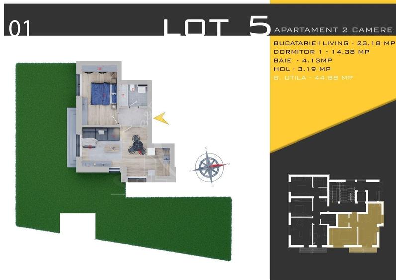 Apartament cu 2 camere decomandat în Theodor Pallady