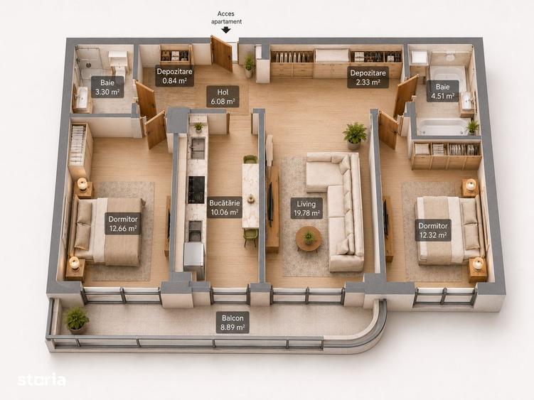 0% Comision | 3 Camere | Direct de la Dezvoltator | Faleza Dunarii - 24