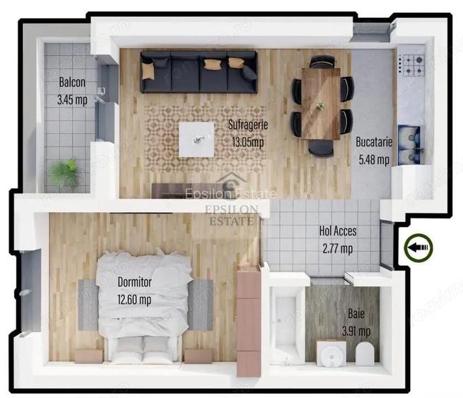 Ap. 2 cam. martie 2026 zona Militari Residence