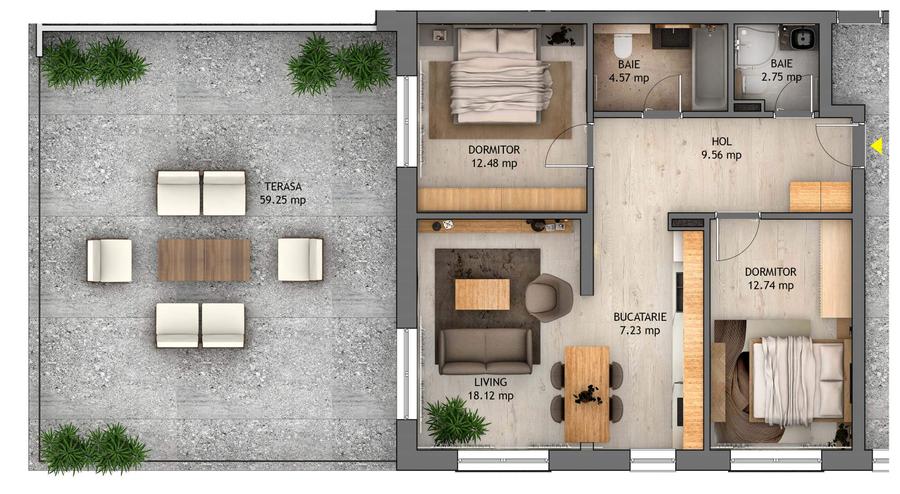 Penthouse cu 3 cam 130mp, Str D-na Stanca Selimbar -Orhideea - 9