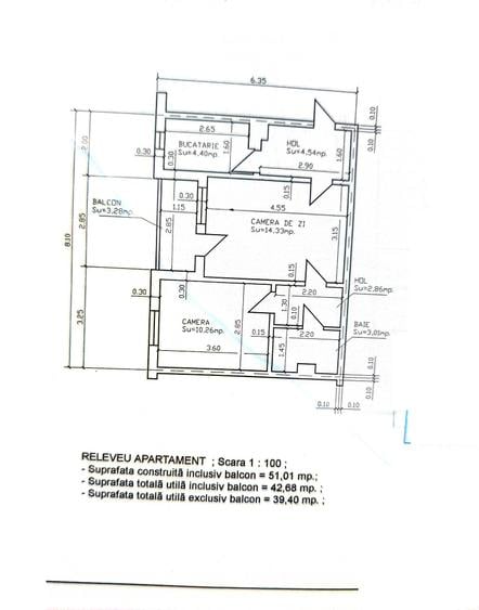 Apartament cu 2 camere semidecomandat în Malu Roșu