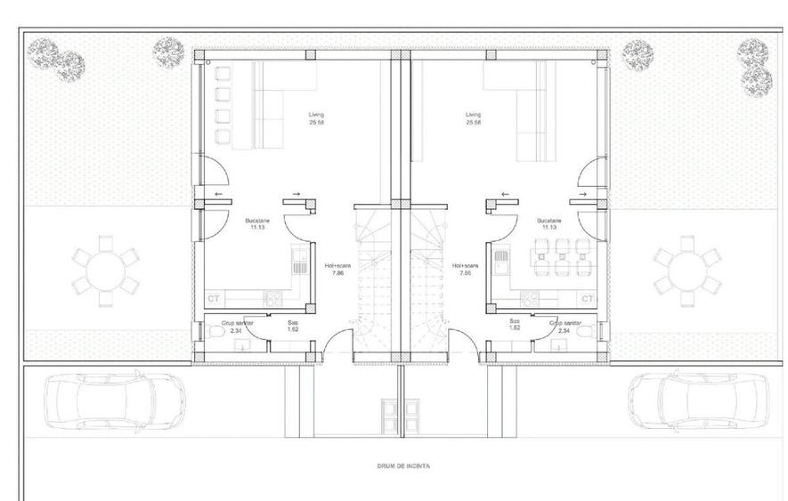 Duplex cu 5 camere cu Canalizare în Nord-Vest
