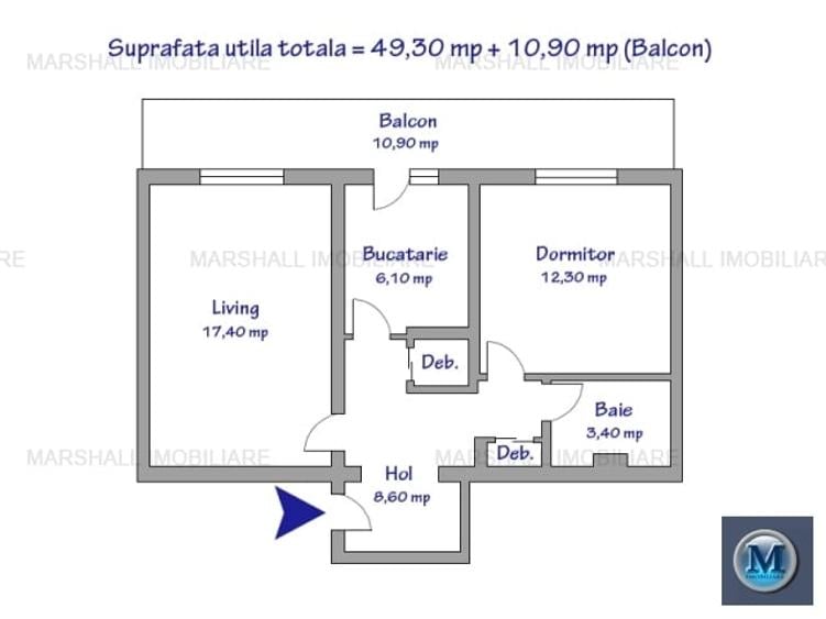 Apartament cu 2 camere decomandat, mobilat în B-dul București