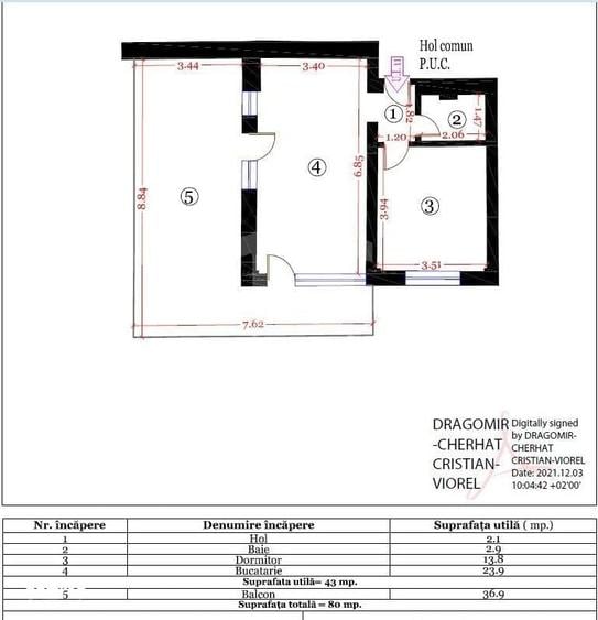 Apartament cu 2 camere în Piața