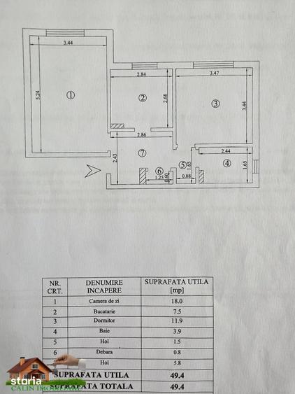Apartament cu 2 camere decomandat în Nicolina