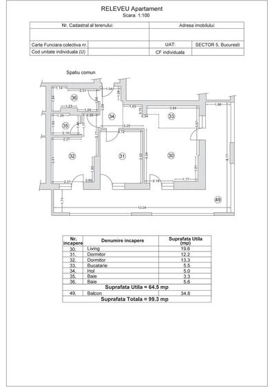 Apartament cu 3 camere în 13 Septembrie
