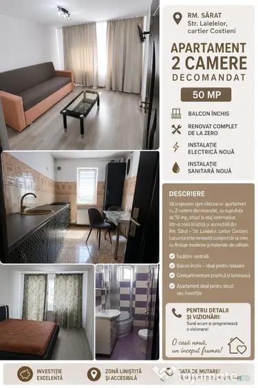 Apartament cu 2 camere decomandat în Central