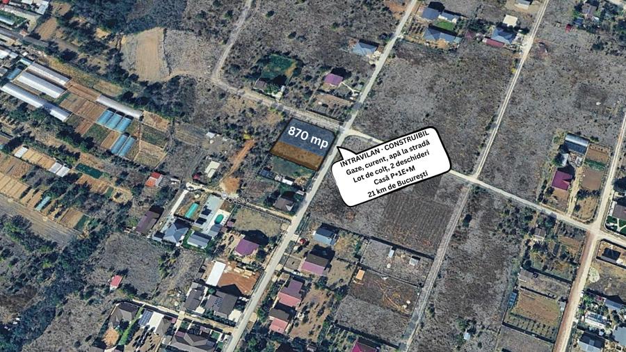 Teren Construcții intravilan de 870 mp, în Adunații-Copăceni